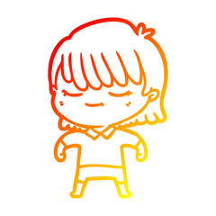warm gradient line drawing cartoon woman