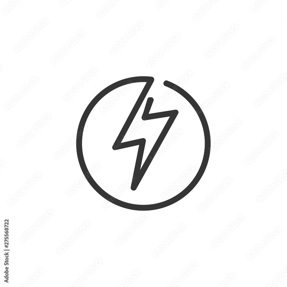 Aufkleber lightning, electric power icon template black color editable. energy and thunder electricity symbol 