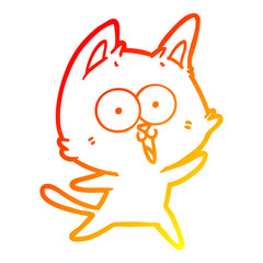 Obraz premium warm gradient line drawing funny cartoon cat