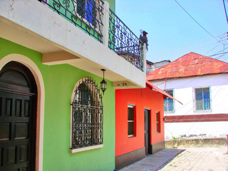 Colorful Flores City streets, Guatemala
