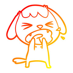 warm gradient line drawing cute cartoon dog barking
