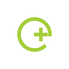 letter e plus medical logo vector