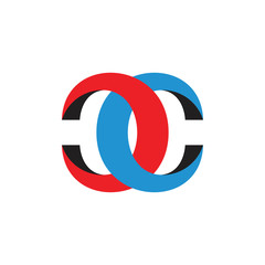 letter cc simple 3d curves logo vector