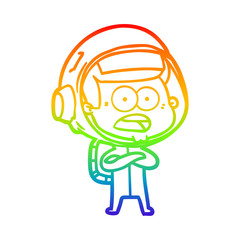 rainbow gradient line drawing cartoon surprised astronaut