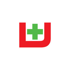 letter w plus medical symbol logo vector