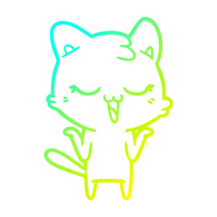 cold gradient line drawing cartoon cat