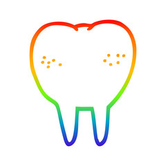 rainbow gradient line drawing cartoon tooth