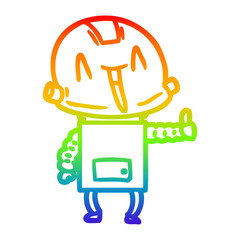 rainbow gradient line drawing cartoon robot