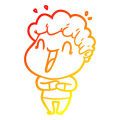 warm gradient line drawing cartoon happy man