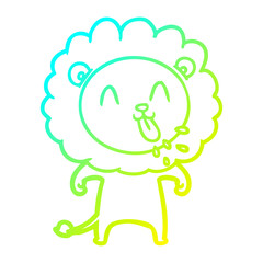 cold gradient line drawing happy cartoon lion