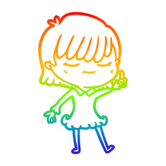 rainbow gradient line drawing cartoon woman