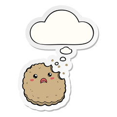 cartoon biscuit and thought bubble as a printed sticker