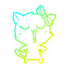 cold gradient line drawing cartoon cat
