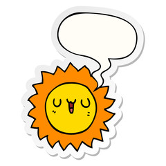 cartoon sun and speech bubble sticker