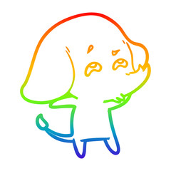rainbow gradient line drawing cartoon elephant remembering