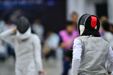 The fencing indoor sport match 
