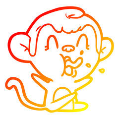 warm gradient line drawing crazy cartoon monkey