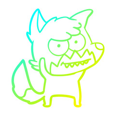 cold gradient line drawing cartoon grinning fox