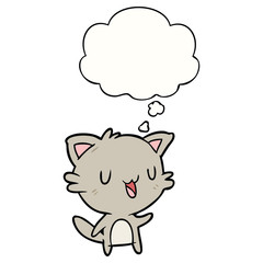 cartoon happy cat and thought bubble