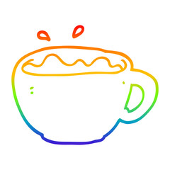 rainbow gradient line drawing cartoon coffee cup