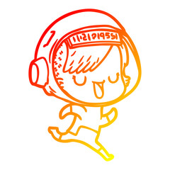 warm gradient line drawing cartoon astronaut woman