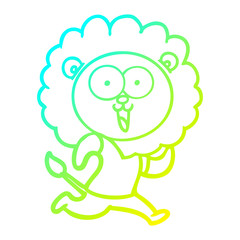 cold gradient line drawing happy cartoon lion