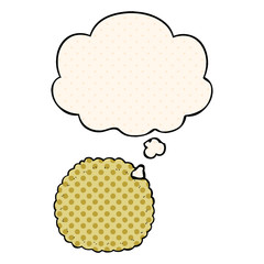 cartoon biscuit and thought bubble in comic book style