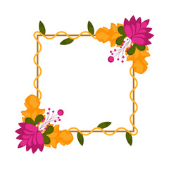 Isolated blank floral frame over a white background - Vector
