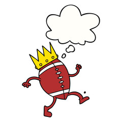 football with crown cartoon  and thought bubble