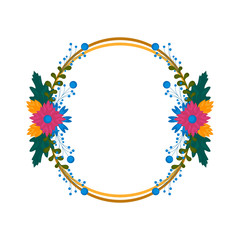 Isolated blank floral frame over a white background - Vector