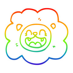 Obraz premium rainbow gradient line drawing cartoon lion