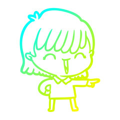 cold gradient line drawing cartoon woman