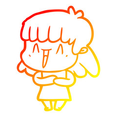 warm gradient line drawing cartoon woman