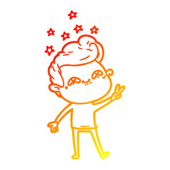 warm gradient line drawing cartoon excited man