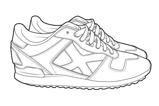 Premium Vector  Vector illustration of sneakers sports shoes in a line  style continuous one line