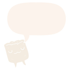 cartoon tooth and speech bubble in retro style