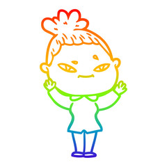 rainbow gradient line drawing cartoon woman