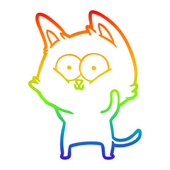 rainbow gradient line drawing cartoon cat