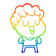 rainbow gradient line drawing laughing cartoon man