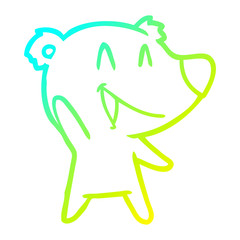 cold gradient line drawing laughing bear cartoon