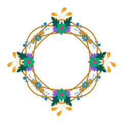 Isolated blank floral frame over a white background - Vector