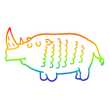 recommend clip art: rainbow gradient line drawing cartoon rhinoceros