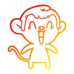 warm gradient line drawing cartoon laughing monkey