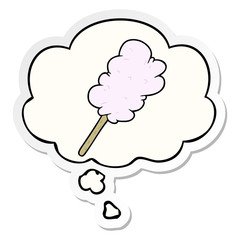 cartoon candy floss and thought bubble as a printed sticker