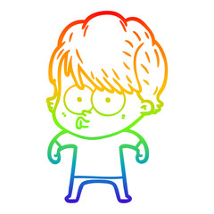 rainbow gradient line drawing cartoon woman