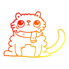 warm gradient line drawing cartoon cat