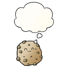 cartoon biscuit and thought bubble in smooth gradient style