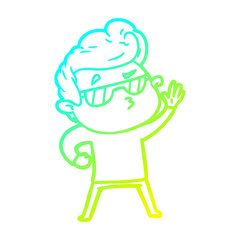 cold gradient line drawing cartoon cool guy