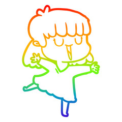 rainbow gradient line drawing cartoon woman