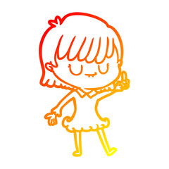 warm gradient line drawing cartoon woman